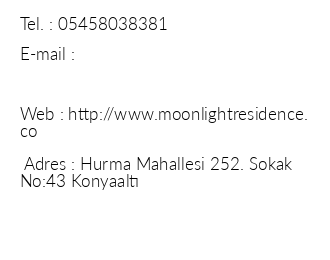 Moonlight Residence iletiim bilgileri
